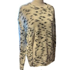 Zara Slit front Black and Cream Patterned Sweater, new